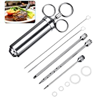 Charminer Jeringa Salsa BBQ 60ml con 3 Agujas- jeringa Marina de Acero Inoxidable 304 Jeringa de Especias Grill Cepillo…